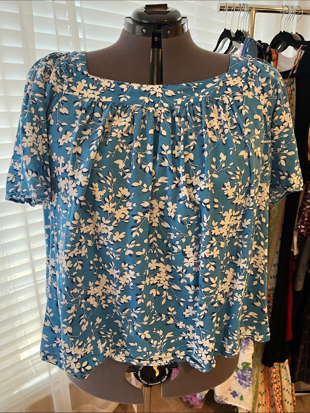 Draper James Floral Short-Sleeve Flowy Blouse 3x